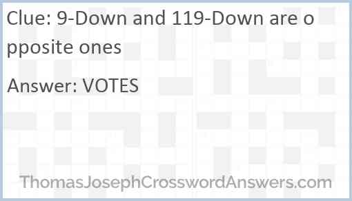 9-Down and 119-Down are opposite ones Answer