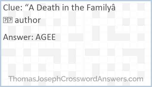 “A Death in the Family” author Answer