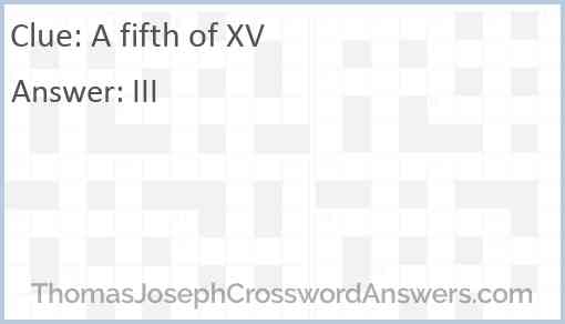 A fifth of XV Answer