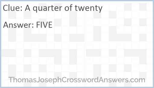 A quarter of twenty Answer