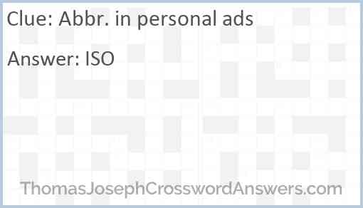 Abbr. in personal ads Answer