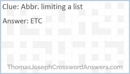 Abbr. limiting a list Answer