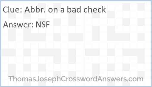 Abbr. on a bad check Answer