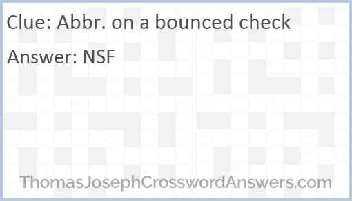 Abbr. on a bounced check Answer