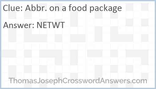 Abbr. on a food package Answer