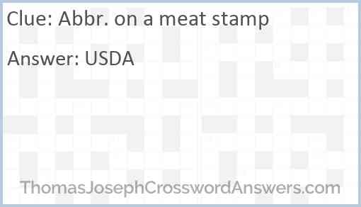 Abbr. on a meat stamp Answer