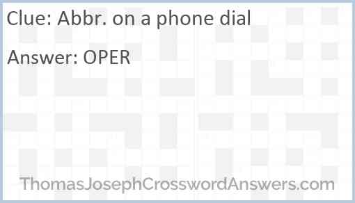 Abbr. on a phone dial Answer
