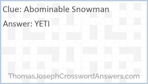 Abominable Snowman Answer