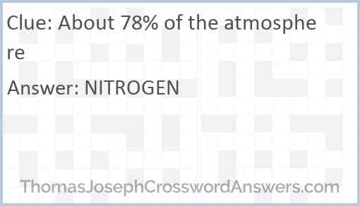 About 78% of the atmosphere Answer