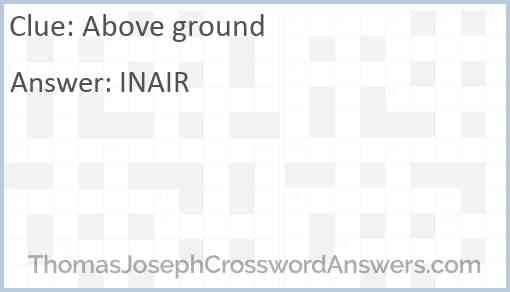 Above ground Answer