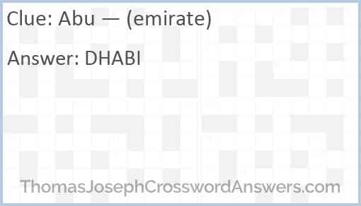 Abu — (emirate) Answer