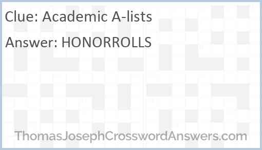 Academic A-lists Answer