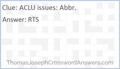 ACLU issues: Abbr. Answer