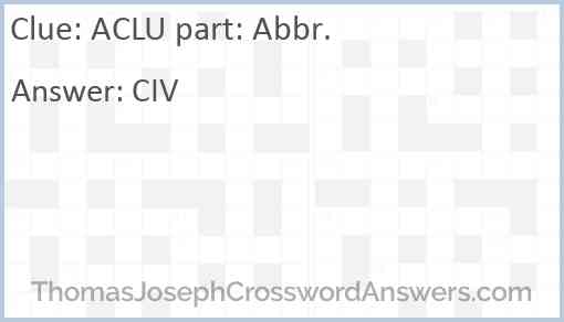 ACLU part: Abbr. Answer