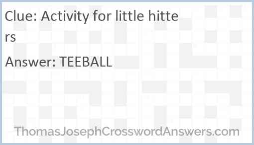 Activity for little hitters Answer