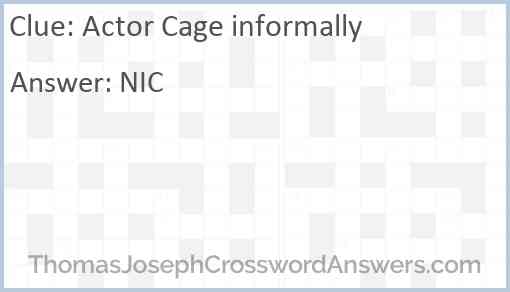Actor Cage informally Answer