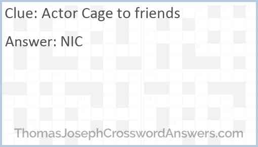 Actor Cage to friends Answer