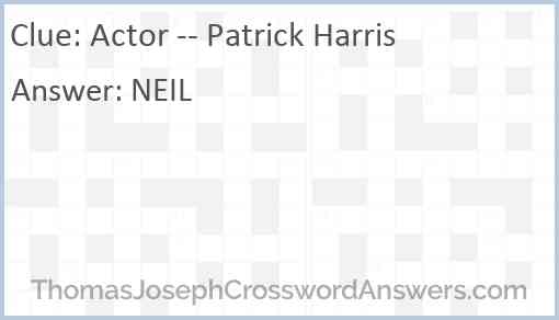 Actor -- Patrick Harris Answer