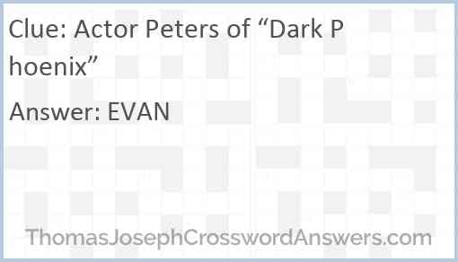 Actor Peters of “Dark Phoenix” Answer