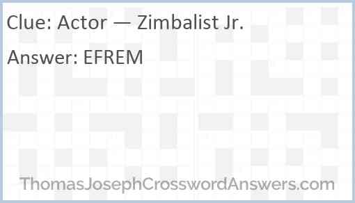Actor — Zimbalist Jr. Answer