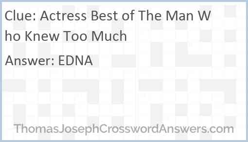 Actress Best of The Man Who Knew Too Much Answer