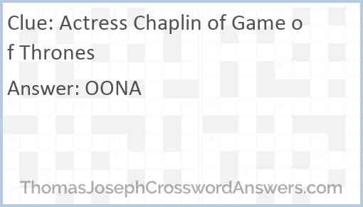 Actress Chaplin of Game of Thrones Answer