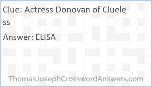 Actress Donovan of Clueless Answer