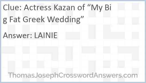 Actress Kazan of “My Big Fat Greek Wedding” Answer