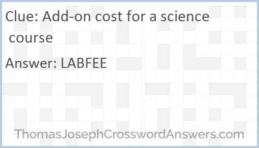 Add-on cost for a science course Answer