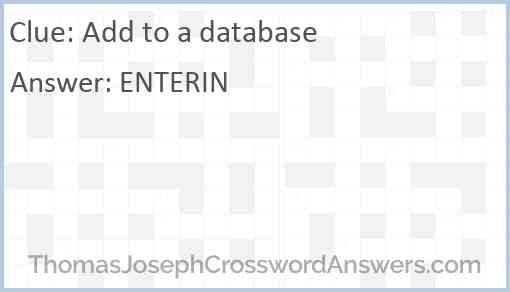 Add to a database Answer