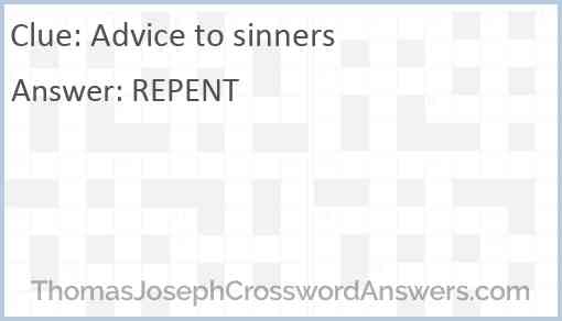 Advice to sinners Answer