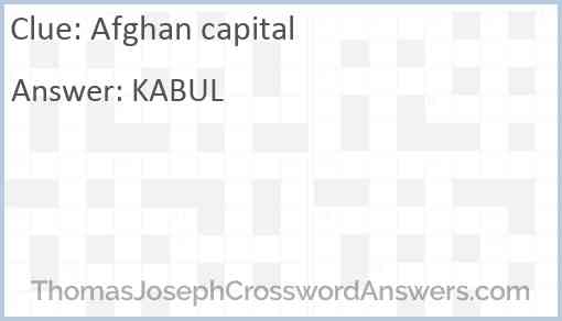 Afghan capital Answer