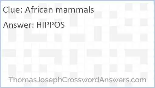 African mammals Answer