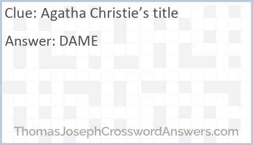 Agatha Christie’s title Answer