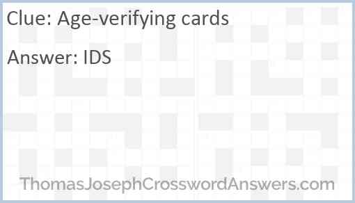 Age-verifying cards Answer