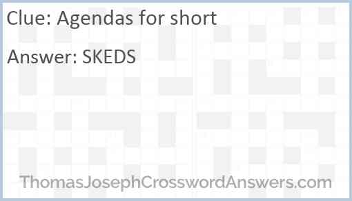 Agendas for short Answer