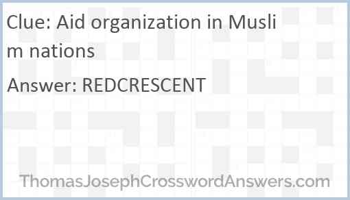 Aid organization in Muslim nations Answer