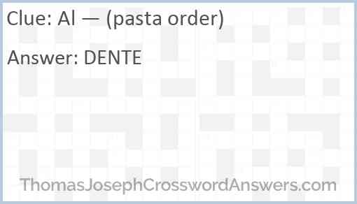 Al — (pasta order) Answer