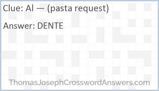 Al — (pasta request) Answer