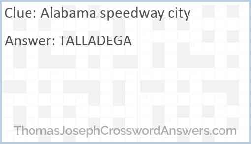Alabama speedway city Answer