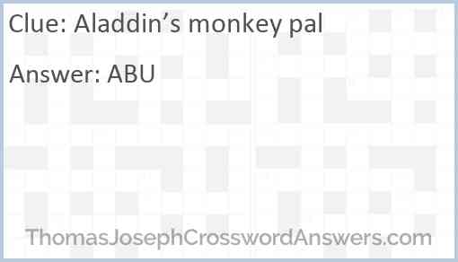Aladdin’s monkey pal Answer