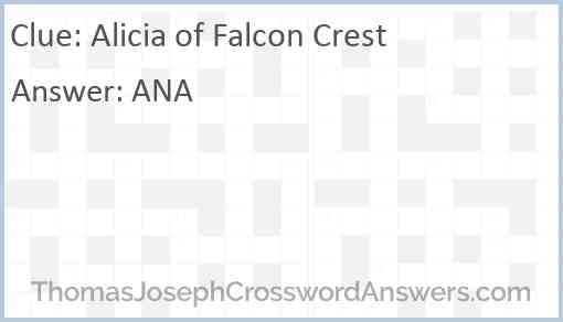 Alicia of Falcon Crest Answer