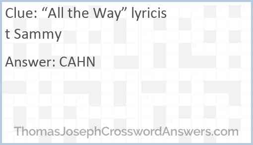 “All the Way” lyricist Sammy Answer