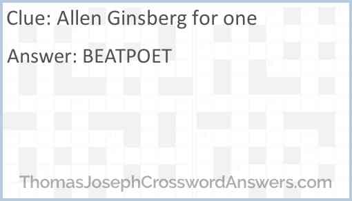 Allen Ginsberg for one Answer