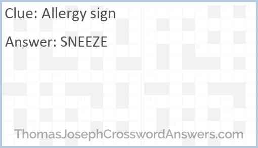 Allergy sign Answer