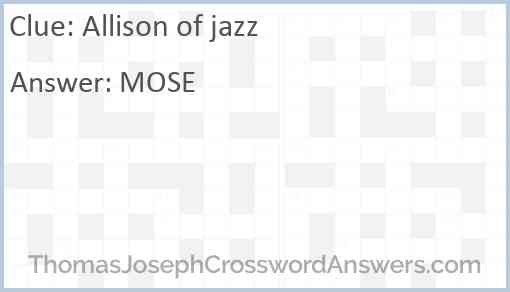 Allison of jazz Answer
