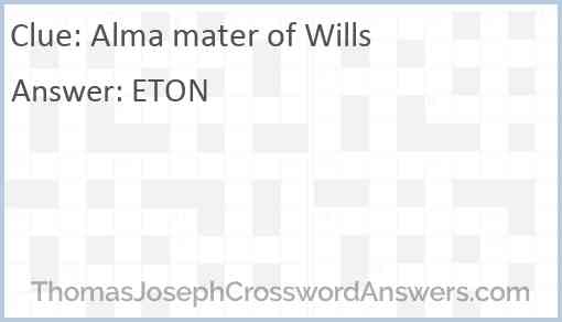 Alma mater of Wills Answer