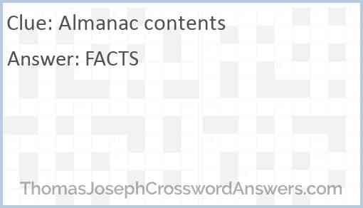 Almanac contents Answer
