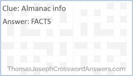 Almanac info Answer