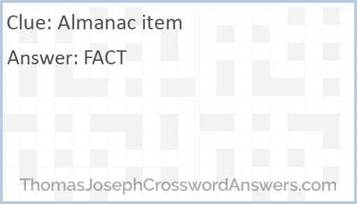 Almanac item Answer